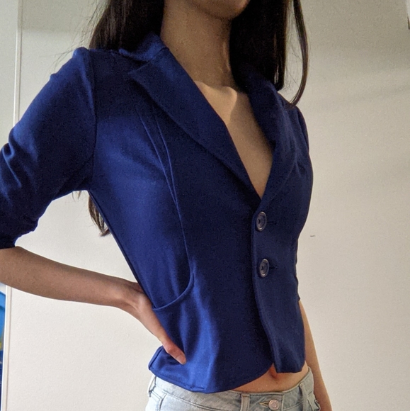 2/$25 Blue crop blazer - Picture 3 of 6